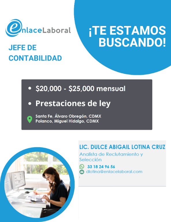JEFE DE CONTABILIDAD JR/´* en Huixquilucan - Imagen 1