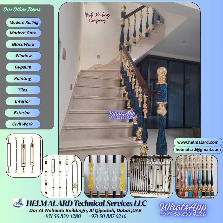 Glass railing, Brass Railing, Modern Railing, Marble railing in Abu Dhabi - Image 2