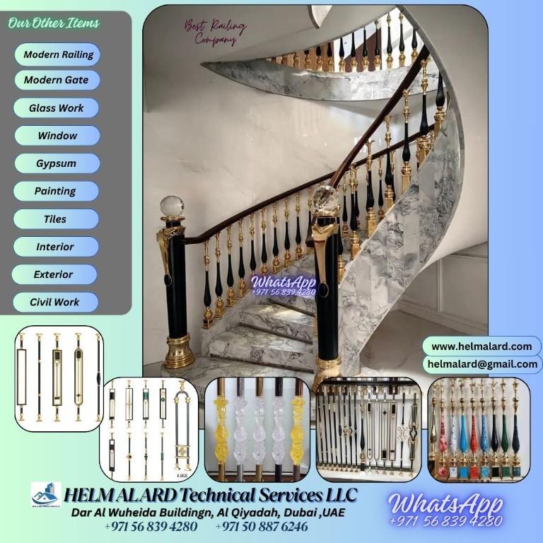 Glass railing, Brass Railing, Modern Railing, Marble railing in Abu Dhabi - Image 3