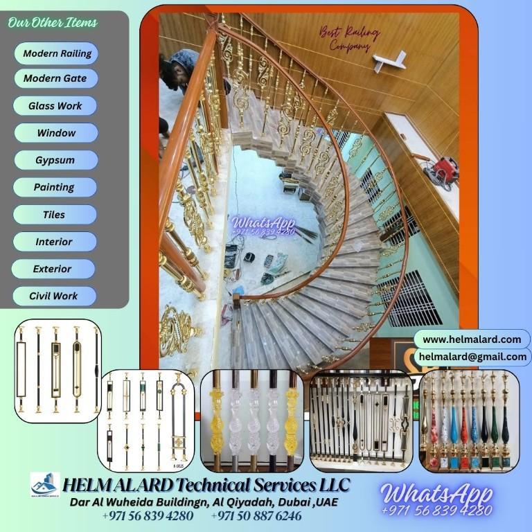 Glass railing, Brass Railing, Modern Railing, Marble railing in Abu Dhabi - Image 4