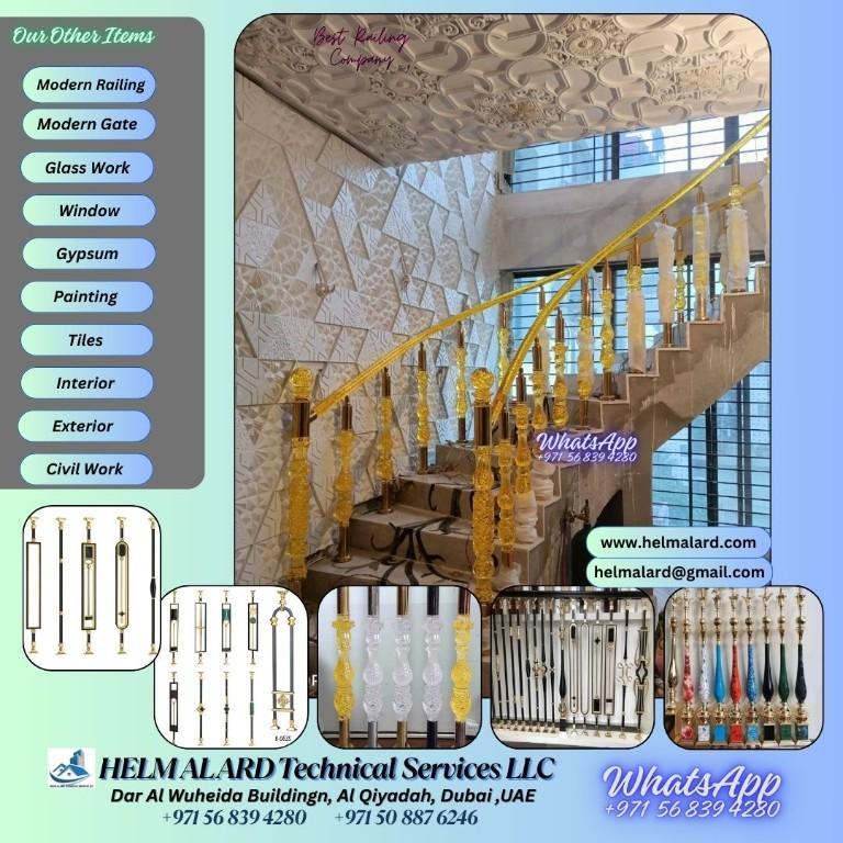 Glass railing, Brass Railing, Modern Railing, Marble railing in Abu Dhabi - Image 12