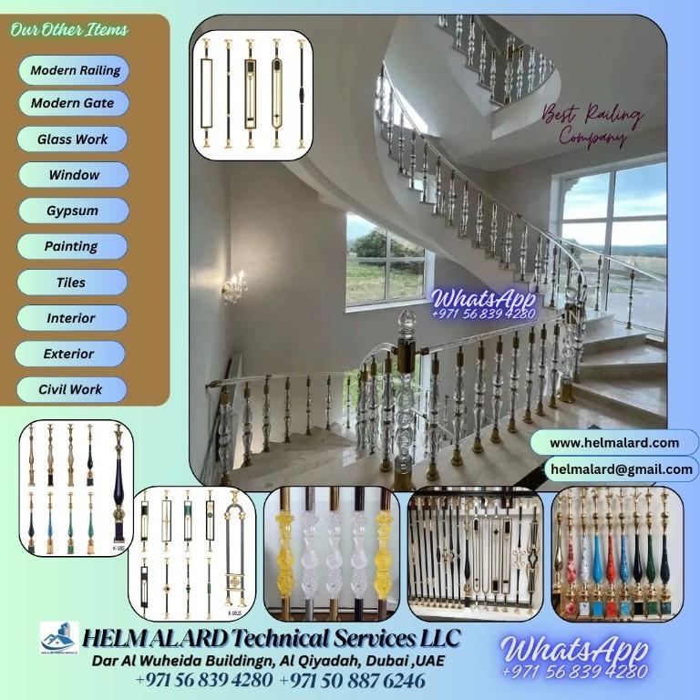 Glass railing, Brass Railing, Modern Railing, Marble railing in Abu Dhabi - Image 14