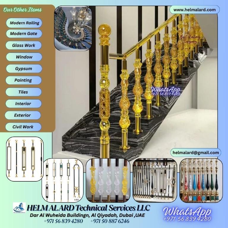 Glass railing, Brass Railing, Modern Railing, Marble railing in Abu Dhabi - Image 16