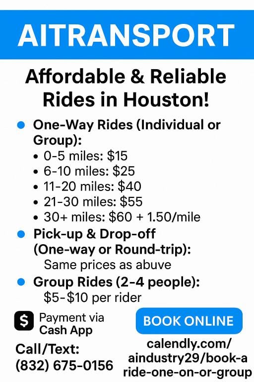 Affordable Local Rides | One-Way, Group, and Round-Trip Houston in Houston - Image 1