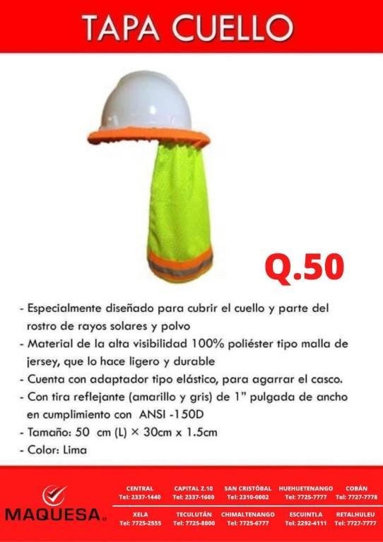 GORRAS TAPACUELLOS PARA CASCOS INDUSTRIALES en Cobán - Imagen 1