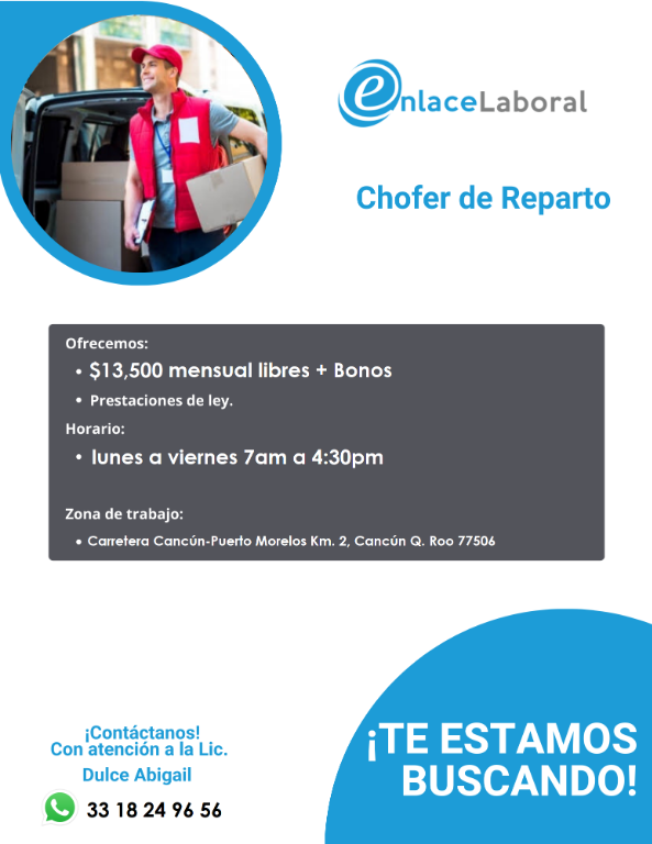 CHOFER REPARTIDOR 1-. en Cancún - Imagen 1