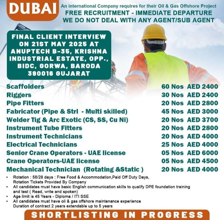 Free Recruitment Offshore UAE 56/28 Rotation in Ghātkopar - Image 1