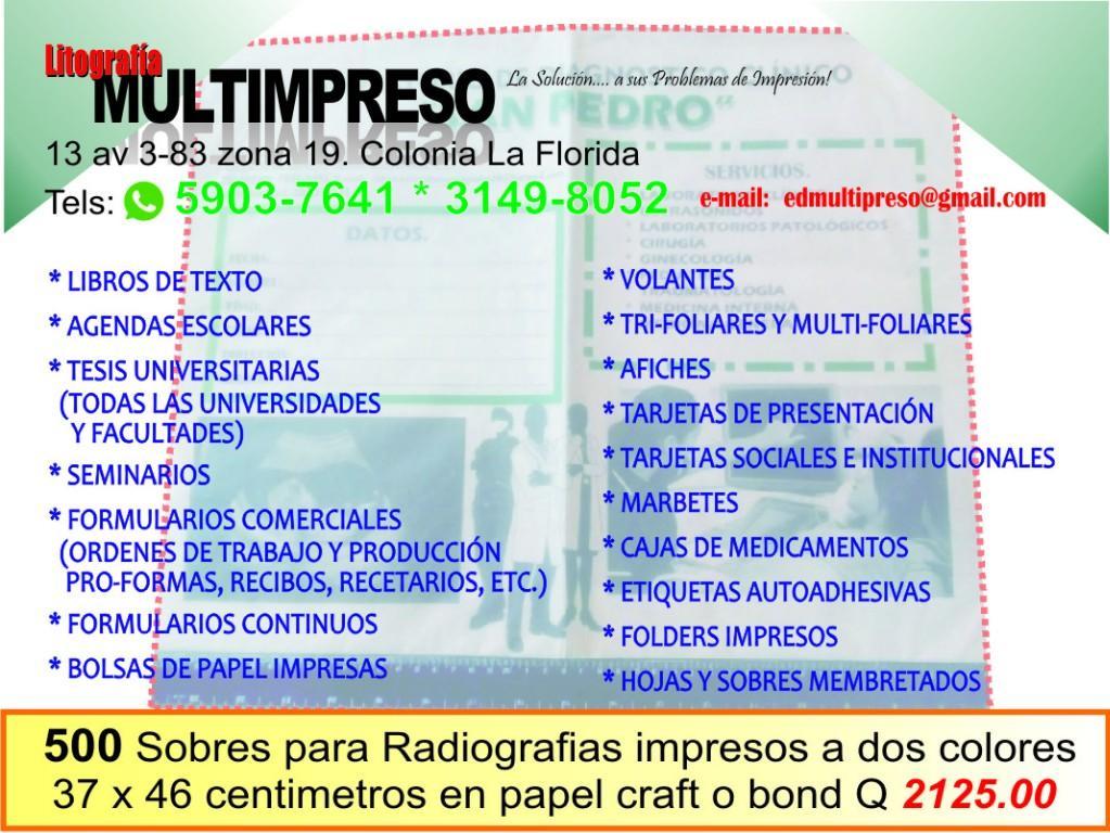 SOBRES PARA RADIOGRAFIAS en Guatemala - Imagen 1