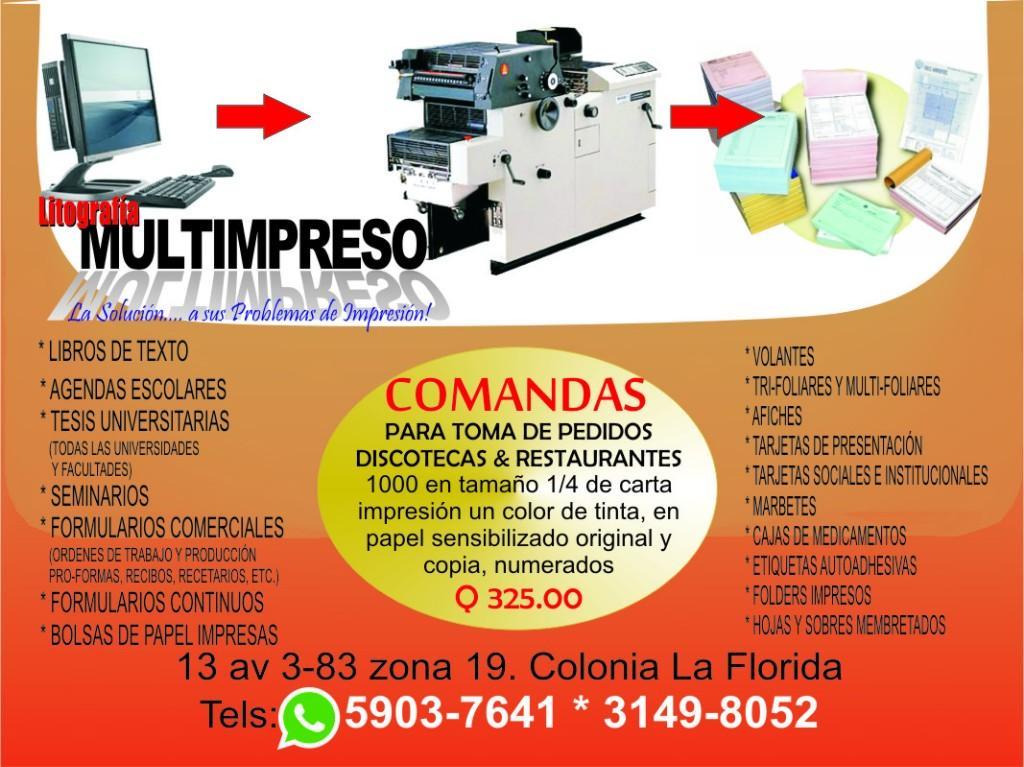 COMANDAS PARA RESTAURANTES , COMEDORES, DISCOTECAS en Guatemala - Imagen 1