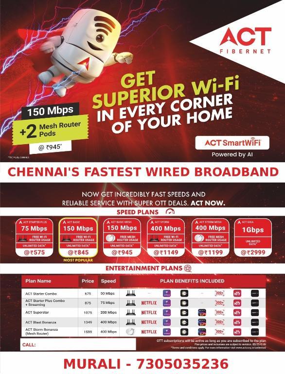 ACT SMART FIBRE NET ALL OVER CHENNAI in Anna Nagar - Image 2