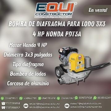 bomba de diafragma para lodo 3x3 4 hp honda pdt3a- SAN LUIS en Casas Grandes - Imagen 1