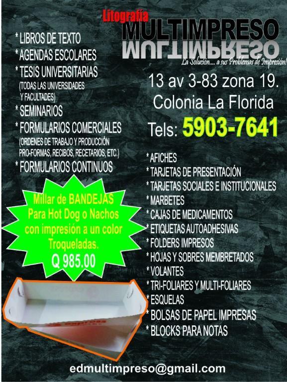 BANDEJITAS PARA COMIDA RAPIDA en Guatemala - Imagen 1