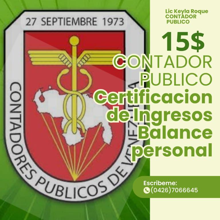 CERTIFICACIÓN DE INGRESOS / CONTADOR PÚBLICO en Caracas - Imagen 1