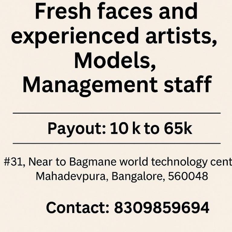 Model& Artist, Management staff in Shanti Nagar - Image 1
