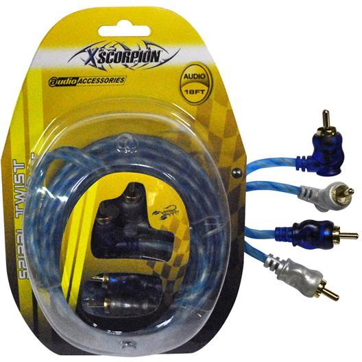 XSCORPION STP18 Rca Cable 18FT Right Angle Blue/platinum Twisted in Mississauga - Image 1