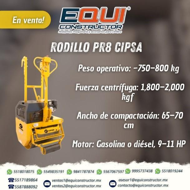 Rodillo PR8 CIPSA Rendimiento confiable en obra en México - Imagen 1