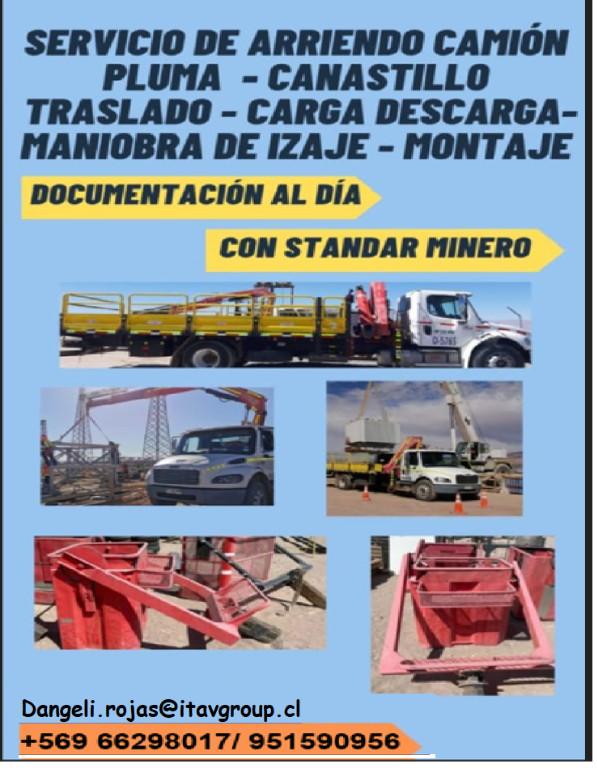 ARRIENDO CAMIONES PLUMAS / MENSUALES / DIARIOS / HORAS en Calama - Imagen 1