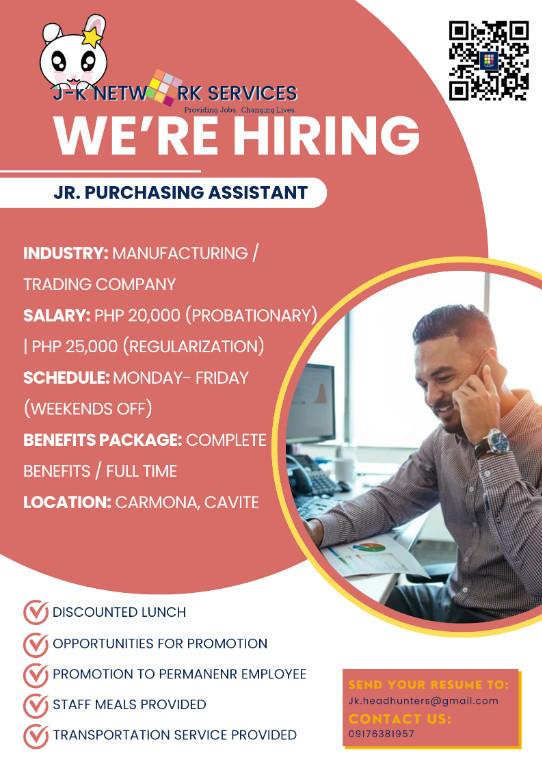 URGENT HIRING! Jr. Purchasing Assistant in West Rembo - Image 1