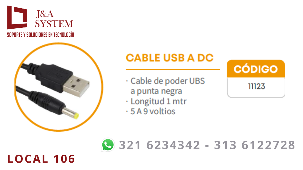 CABLE USB A DC REF.B620 en Bello - Imagen 1