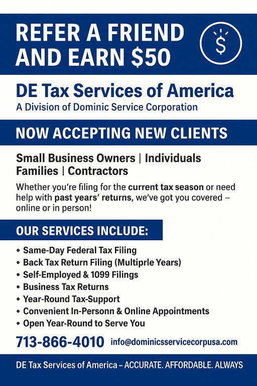 ONLINE TAX PREP AVAILABLE NATIONWIDE in Sugar Land - Image 1