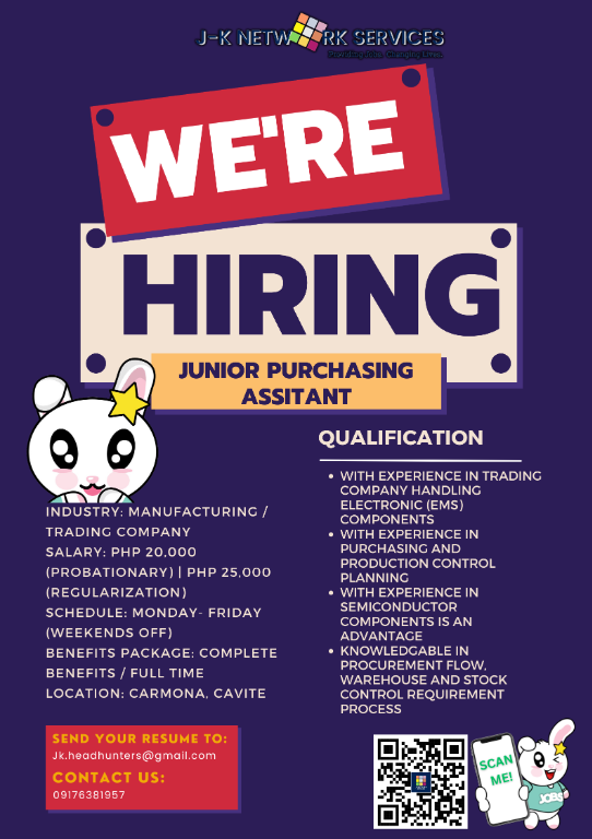 WE'RE HIRING Jr. Purchasing Assistant in Quezon City - Image 1