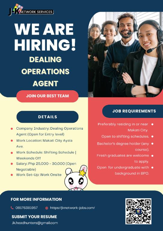 HIRING Dealing Operations Agent (Open for Entry level) in San Juan - Image 1
