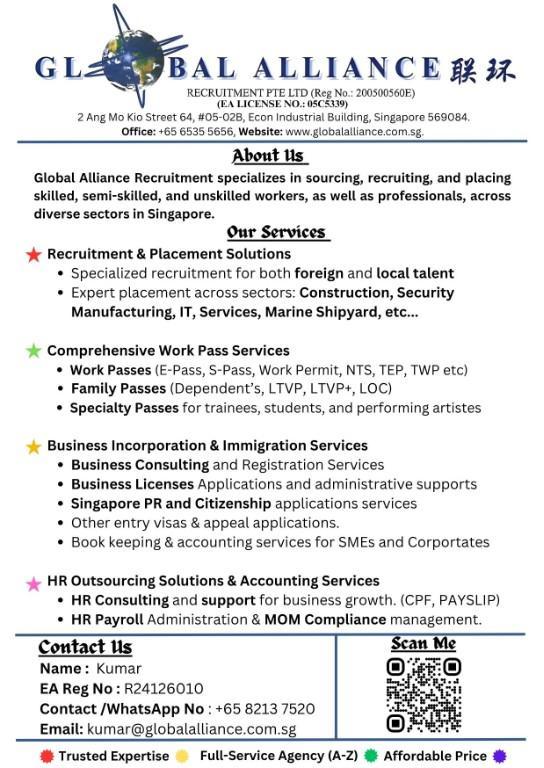 Work Permit Application Services, Employment Agency in Bishan - Image 1