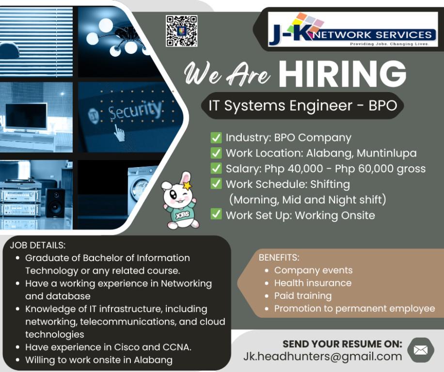 IT Systems Engineer - BPO | Salary Php 40,000 - Php 60,000 in Caloocan - Image 1