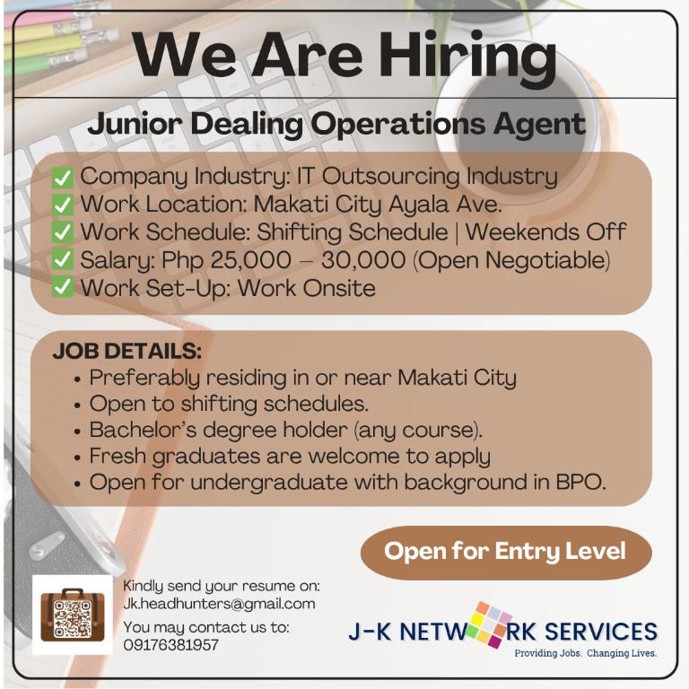 Dealing Operations Agent (Open for Entry Level) | Onsite in Taytay - Image 1
