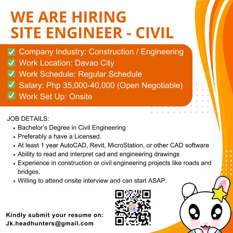 Site Engineer - Civil | Onsite | Earn up to Php 40,000 | Davao in Caloocan - Image 1