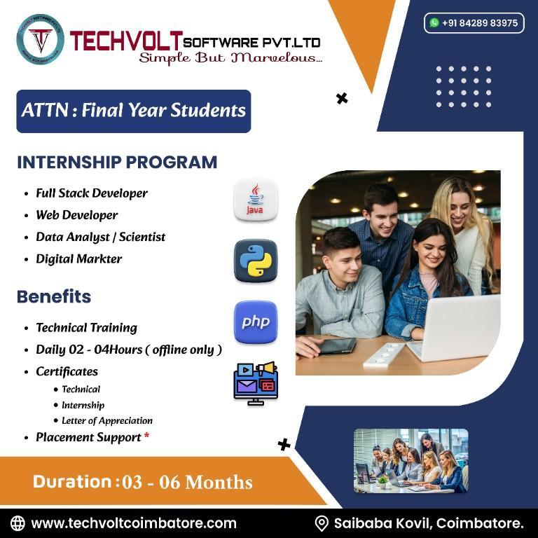 Techvolt Software|PHP Internship|PHP ML Internship |Saibaba koil in India - Image 1