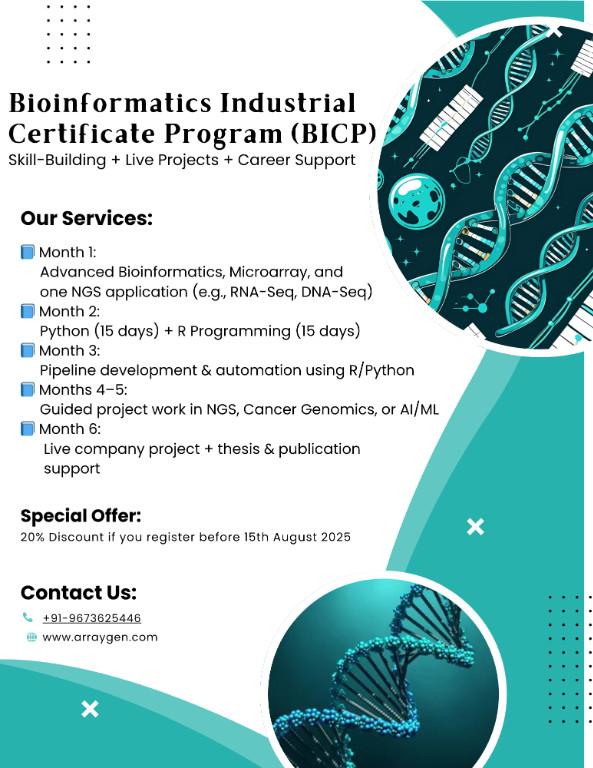 Bioinformatic Industrial Certificate Program (6 Months Training) in India - Image 1