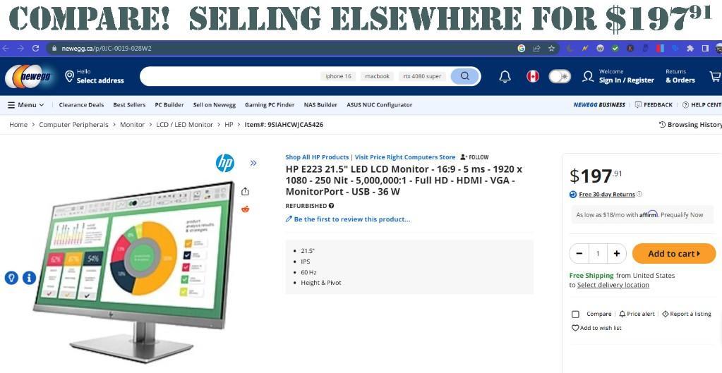 HP Elitedisplay E223 21.5-Inch LED-Lit Computer Monitor in Canada - Image 2