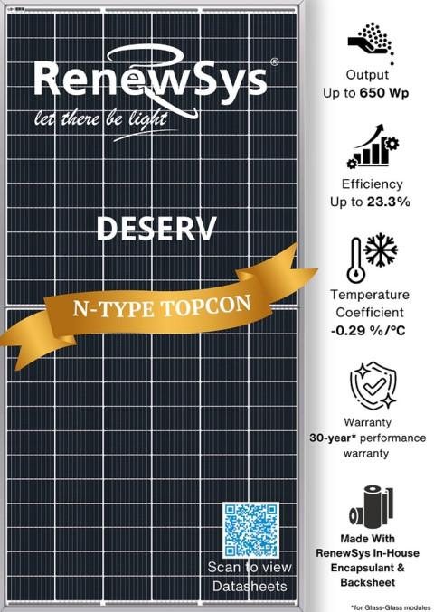 RenewSys Topcon N-Type Solar PV Module – World Class Performance in India - Image 1