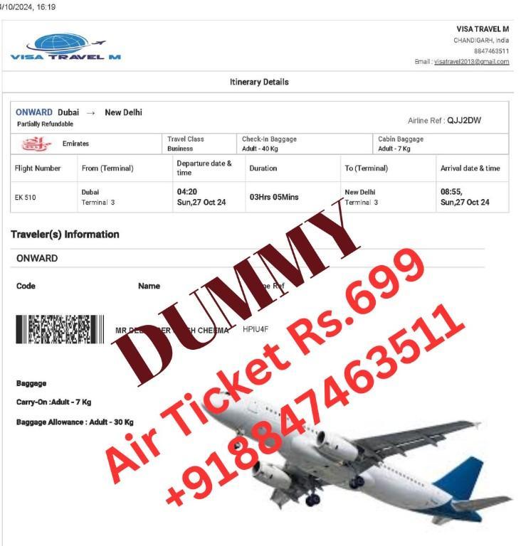 DUMMY TICKET FOR VISA APPLICATION in India - Image 5