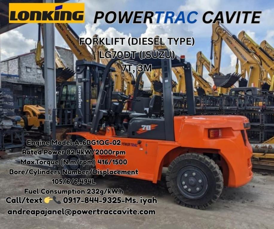 LONKING LG70DT FORKLIFT (DIESEL TYPE) ISUZU ENGINE 7T, 3M in Malabon - Image 2