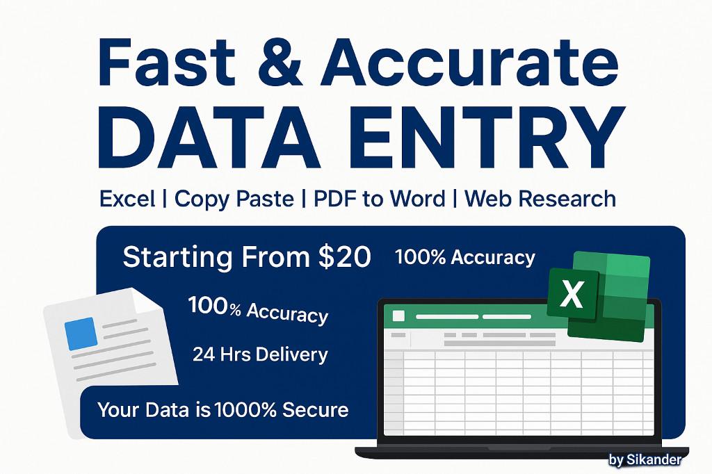 Professional Data Entry & Virtual Assistant Services in Pakistan - Image 1