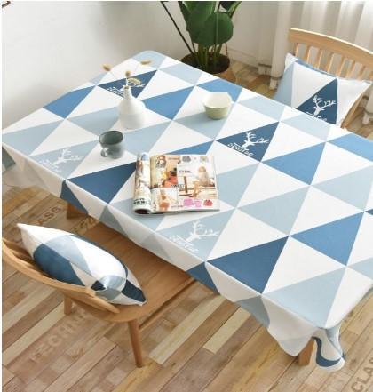 MODERN HOMES Blue & White Geometric Printed Rectangular Table Co in Mumbai - Image 2