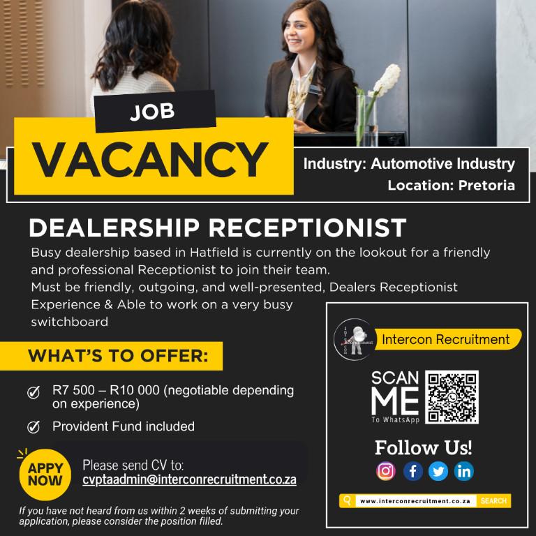 Dealership Receptionist – Hatfield in Centurion - Image 1