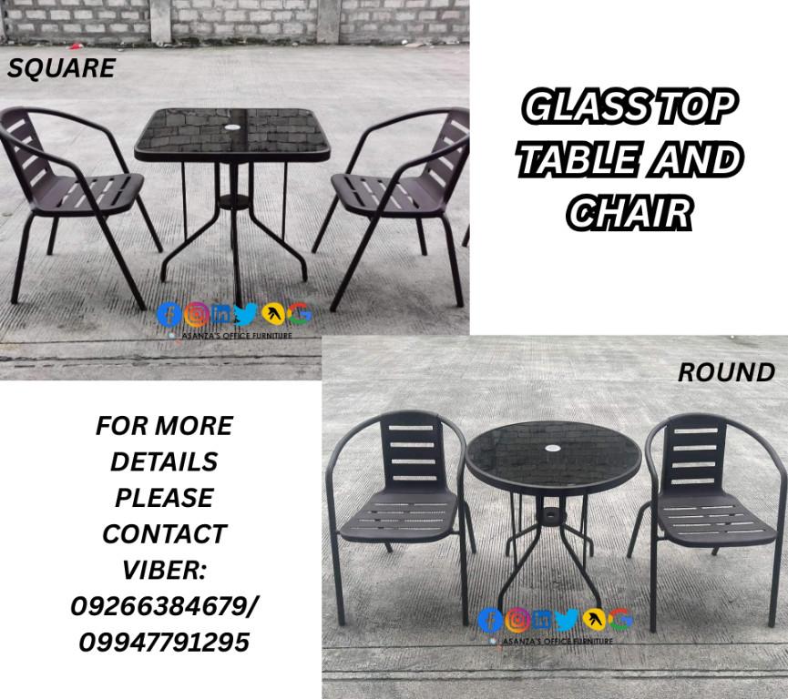 GLASS TOP TABLE AND CHAIR in Philippines - Image 2