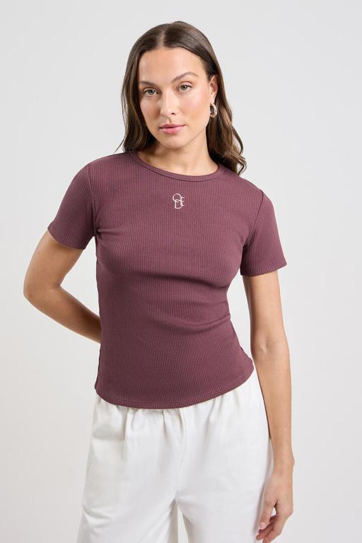 Ode Shelley Rib Mini Tee Cacao in New Plymouth - Image 1