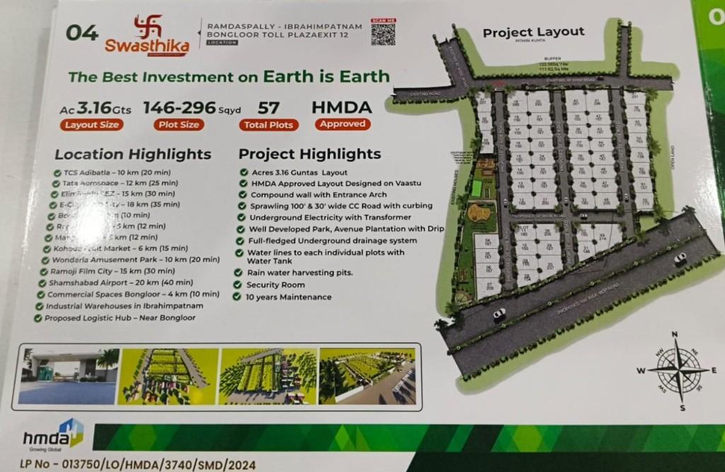 HMDA&RERA Approved Open plots for sale At Exit no12 Ramdaspally in Lal Bahadur Nagar - Image 1