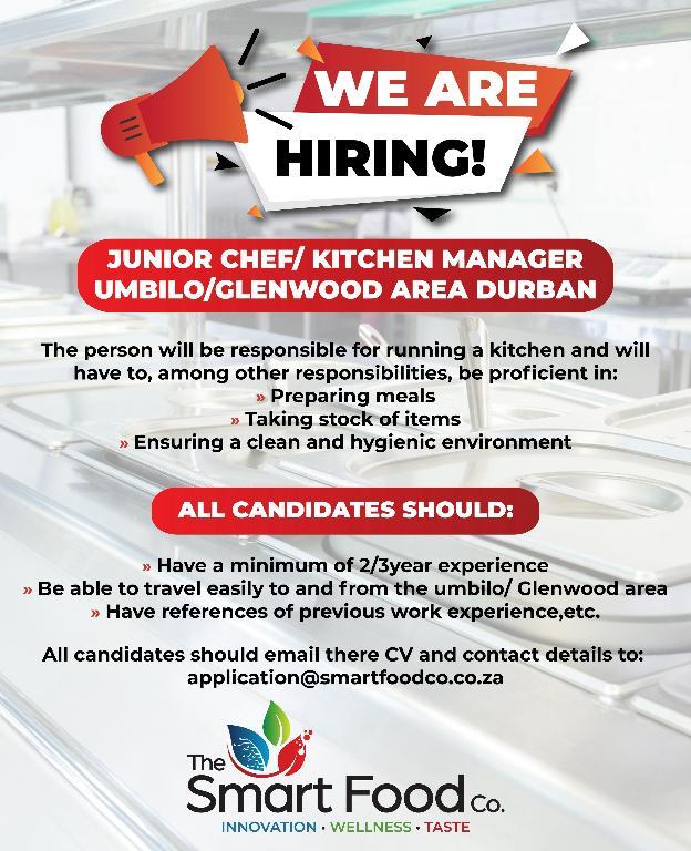 Junior chef/ Kitchen Manager in Durban - Image 1