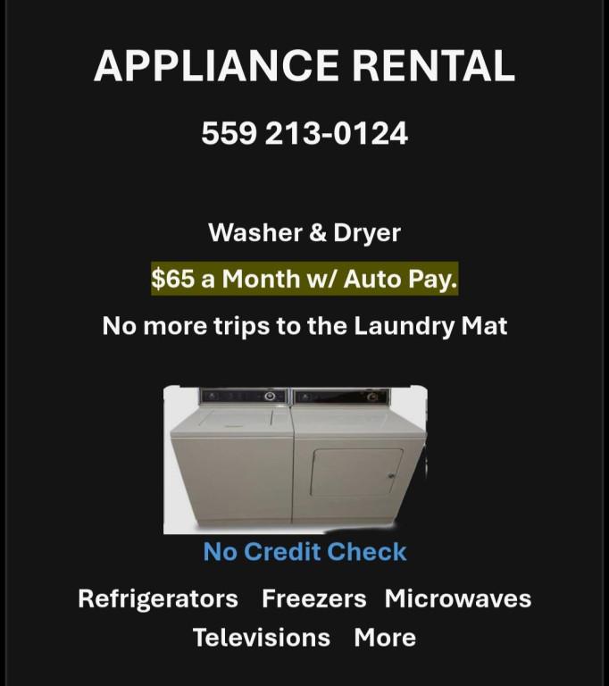APPLIANCE RENTALS Washer and Dryer 65 a month in Fresno - Image 1