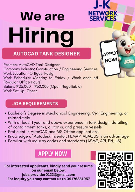 AutoCAD Tank Designer | Apply Now! in Caloocan - Image 1