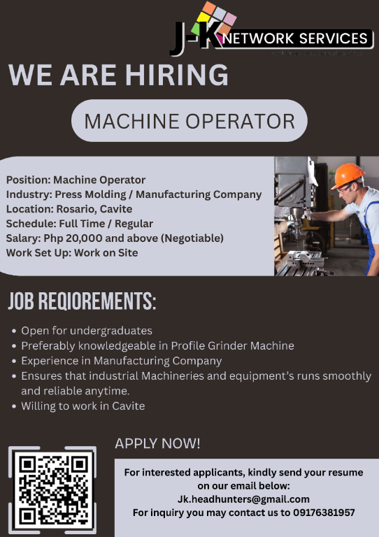 Apply Now | Machine Operator in Paco - Image 1