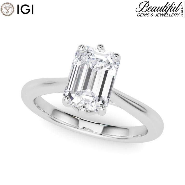 Magnificent 6 Prong Set 1.3ct Emerald Lab-Diamond Engagement Rin in Australia - Image 2