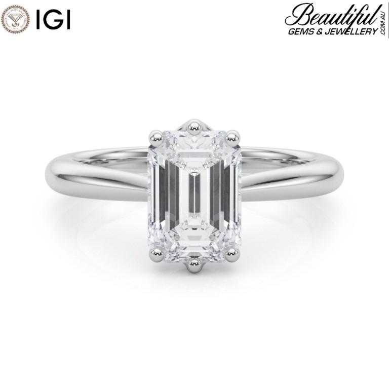 Magnificent 6 Prong Set 1.3ct Emerald Lab-Diamond Engagement Rin in Australia - Image 3