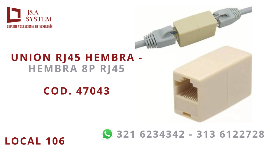 UNION RJ45 HEMBRA -HEMBRA 8P RJ45 en Medellín - Imagen 1
