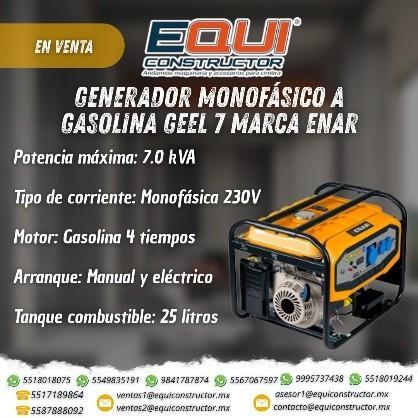 GENERADOR MONOFÁSICO A GASOLINA GEEL 7 – ENAR Guerrero en Chilpancingo - Imagen 1